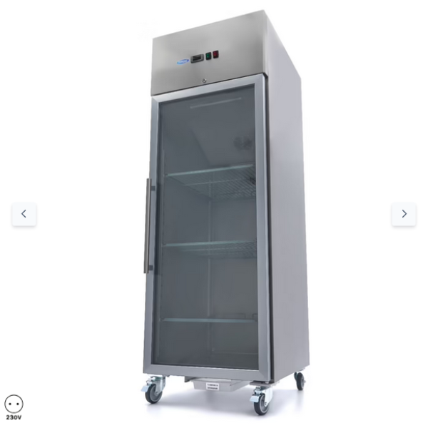  Καταψύκτης - 700L - 3 ρυθμιζόμενα ράφια (2/1 GN) - ανοξείδωτος χάλυβας - με γυάλινη πόρτα